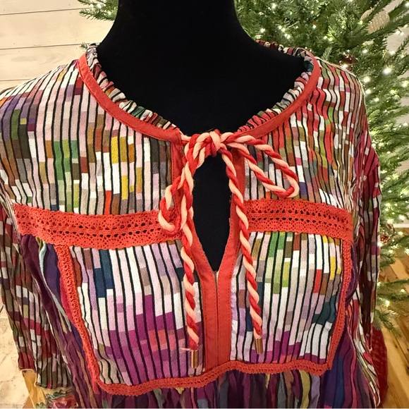 John Mark Tunic Top 1X  Artsy Boho Oversized Flowy Floral Patch - Picture 8 of 15